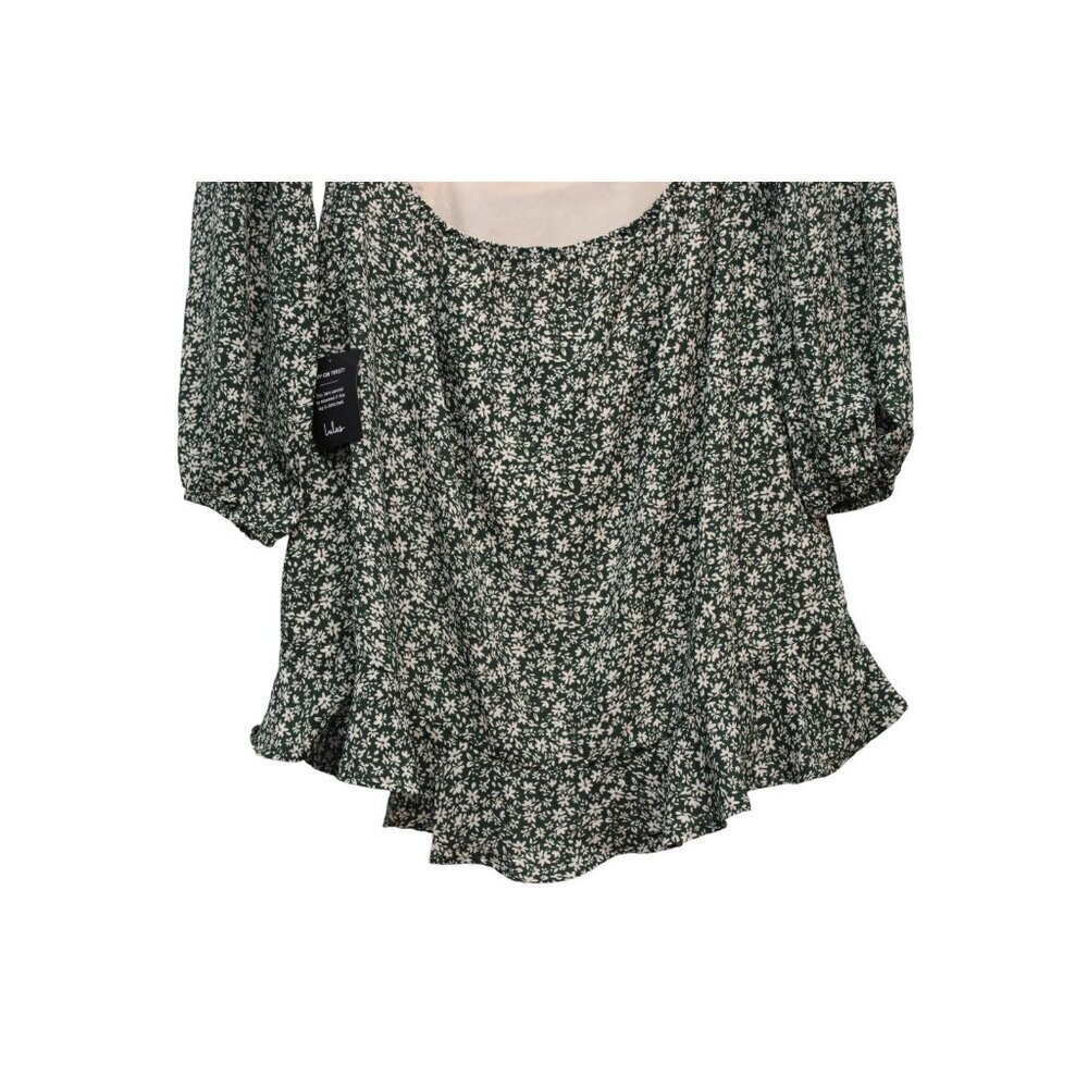 Lulus Mini Dress Size Large Green Floral Ruffle Feminine Dainty Blooming Darling - Picture 12 of 13